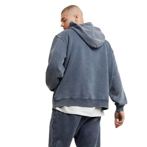 Haute qualité 100% coton lavé à l'acide à capuche thermique coton mélangé conception couleur unie polaire lavé à l'acide sweats à capuche - Product Image 2