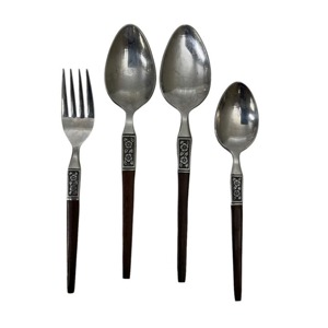 Couverts en acier inoxydable avec manche bleu fini couleur argent Ensemble de 3 fourchette cuillère couteau lavable au lave-vaisselle Couverts faciles à laver - Product Image 4