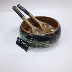 Tradebyd-Cuenco con estampado de esmalte de madera natural para servir bocadillos ecológicos y usar en la cocina, vajilla segura y elegante - Product Image 4