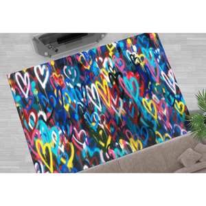 Graffiti Heart <b>Runner</b> Rug: 3D Printed Anti-Slip <b>Carpet</b>,Nonwoven Soft Rug - Product Image 3
