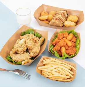 Assiette <span class=keywords><strong>de</strong></span> bac à hot-dog en <span class=keywords><strong>carton</strong></span> alimentaire brun ou blanc jetable personnalisé pour restauration rapide - Product Image 3