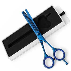 Ciseaux professionnels pour la dégaine des cheveux, 6,7 pouces, en acier inoxydable bleu, ciseaux texturisants, outil de coupe pour barbier et salon, OEM en gros - Product Image 2