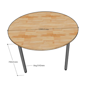 Mesa Redonda OMA IIHBOM215 de 120 cm, Diseño Minimalista, Fabricada en Madera de Caucho con Patas de Hierro - Product Image 5