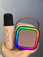 Enceinte portable K12 pour fêtes, avec deux microphones sans fil, bande lumineuse RGB, son puissant et clair, lecteur audio pour la maison et les événements en extérieur