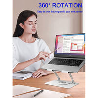 Support d'ordinateur portable en alliage d'aluminium pliable et rotatif à 360°, réglable pour les ordinateurs portables de moins de 17 pouces, utilisation à domicile ou au bureau, montage sur table