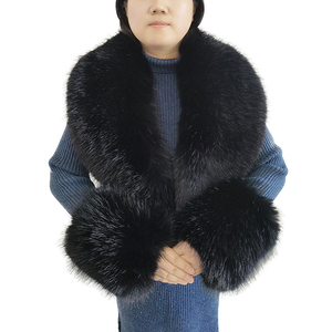 Winter Coat Hood Decoration Eco-Friendly Breathable Fake Fur Accessories Neck Warm Long Collar Cuff Sets Large Fur Shawls - Product Image 3