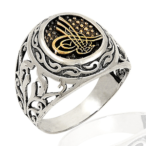De moda gran elegante 925K de plata esterlina tradicional otomana Tugra anillo de los hombres al por mayor Turquía hombres Nueva joyería de diseñador - Product Image 6
