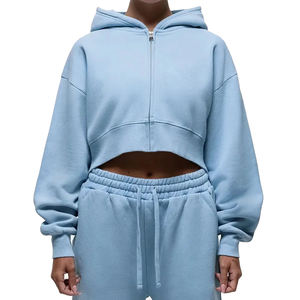Luxueux 500GSM Cotton Fleece Short Hoodie Set pour les femmes Mélange parfait de confort et de style Qualité supérieure - Product Image 5