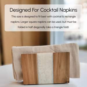 Servilletero de resina de madera, soportes de madera rústicos modernos para servilletas de papel, decoración orgánica para cocina, servilleta cuadrada de epoxi dorado - Product Image 2