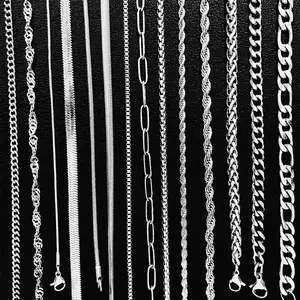 Cadenas de Plata de Ley 925 BSC-8 RINNTIN, Joyería al por Mayor, Cadena Cubana, Collar Cubano para Hombre y Mujer - Product Image 1