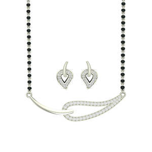 Compre un Conjunto de Mangalsutra de Plata Pura, Joyería Fina con Diamante de Corte Esmeralda Chapado en Oro, para Regalo de Boda o Fiesta para Esposa - Product Image 1