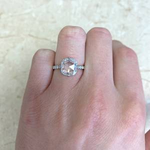 3.00 CT Coussin Rose Cut Moissanite Bague de fiançailles avec Halo caché Alliance élégante - Product Image 3