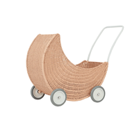 Poussette pour poupées en rotin naturel rustique Handwicker, poussette unique pour poupées, Moon Strolley, prix intéressant, fabriqué en usine au Vietnam