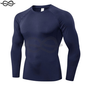 Camiseta de compresión de manga larga para hombre, camisetas para correr de capa base en azul marino, rendimiento y comodidad - Product Image 1