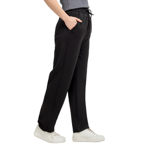 Pantalones de chándal delanteros planos de cintura alta para mujer Ropa de jogging de algodón cómoda de longitud larga con logotipo personalizado Deportes de invierno de secado rápido - Product Image 3