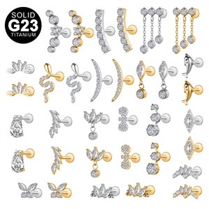 Boucles d'oreilles clous serpent en titane étanche pour <span class=keywords><strong>femme</strong></span>, bijoux de <span class=keywords><strong>piercing</strong></span> corporel pour cartilage, conception personnalisée, fournisseur en gros, ODM - Product Image 1