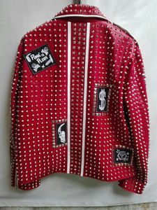 Chaqueta con tachuelas Punk Rock de cuero de vaca 100%, chaqueta de motocicleta para hombre, chaqueta de batalla, calidad Premium - Product Image 6