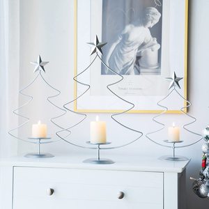 Porte-bougie chauffe-plat en métal en forme de sapin de Noël élégant, centre de table parfait pour la décoration de la maison et de Noël - Product Image 2