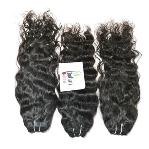 ผมมนุษย์หยักศกธรรมชาติแท้ไม่ผ่านการทำผมคนอินเดียเรียงเป็นลอนมีสีดำ - Product Image 1