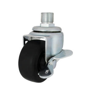 CCE Roue à Roulettes en Acier Robuste de 3 Pouces avec Tige Filetée et Frein, Alésage de Pint TPR - Product Image 1