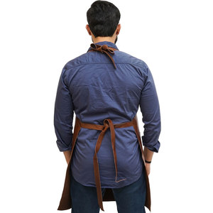 Custom Dark Brown PU Leather <b>Apron</b> with Pockets Oil-proof Chef Barber Salon BBQ Vegan Grilling <b>Apron</b> <b>for</b> <b>Men</b> - Product Image 2
