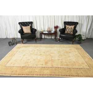 Vintage Rug 6.46x9.7 ft, <b>Yellow</b> Brown Ombr <b>Wool</b> Turkish Rug - Product Image 3