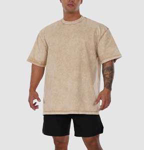 Camiseta con lavado ácido, ropa de calle de gran tamaño con estampado personalizado para hombre, camisa bronceada holgada personalizada de talla grande personalizada - Product Image 1