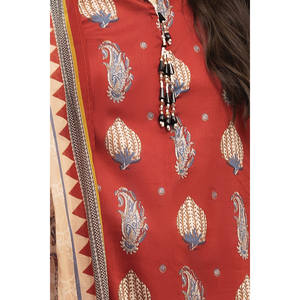 Ensemble 3 pièces en mousseline imprimée, col mandarin, longueur genou, personnalisable ODM, style chic et tendance pour femme SD-42146 Taille XS - Product Image 5