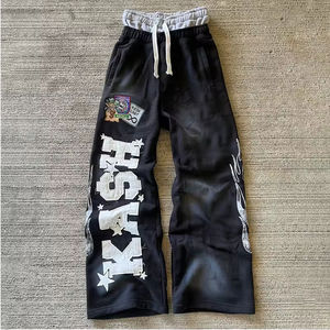 <b>Top</b> Manufacturer's Best Men's Casual <b>Distressed</b> Embroidery Sweatpants Mid-Waist Straight Pattern Lightweight 100% Cotton - Product Image 5