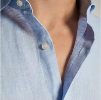 Chemise habillée décontractée pour homme, bleu clair, 100 % coton Oxford, col en V, manches longues, coupe classique, unie, infroissable, sans repassage