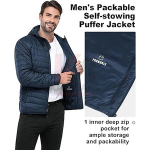 Fabricant OEM Vestes légères à capuche pour hommes Manteau chaud et résistant à l'eau avec conception personnalisée, sérigraphie - Product Image 2