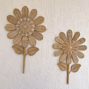 Vente en gros décorations murales naturelles pour la maison luxe 3d grande fleur en rotin art mural décoration de chambre exportation depuis le Vietnam - Product Image 5