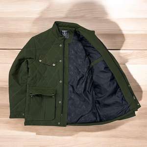 Chaqueta de invierno acolchada Vintage de alta calidad verde oscuro para hombre, bolsillos con soporte, manga larga, transpirable, precio directo al por mayor India - Product Image 3