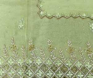 Designer moderne non cousu brodé à la main indien mode avant costumes pour femmes matériau en organza fêtes de style traditionnel soleil - Product Image 3