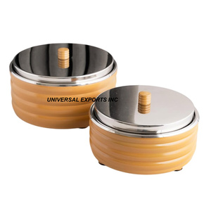 Calentador de alimentos de Metal dorado y negro, cazuela decorativa de forma redonda, olla caliente de Metal nueva al por mayor con estilo clásico - Product Image 3