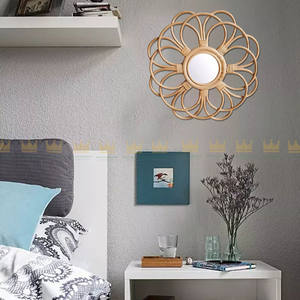 Espejo de ratán decorativo para el hogar, espejo de pared de ratán, espejo de decoración del hogar de ratán Vintage, encantador y nostálgico - Product Image 3