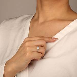 Jeulia Gold Plated Cushion Cut <b>Solitaire</b> Sterling <b>Silver</b> Fashion Engagement <b>Ring</b> - Product Image 5