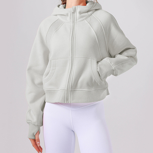 Vêtements de yoga pour l'automne et l'hiver, sweat à capuche épais, ample, décontracté, fermeture éclair intégrale, veste de sport pour femmes, sweat-shirt d'entraînement - Product Image 3