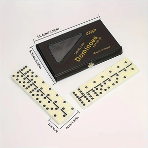 Juego de Dominó de Melamina en Caja de Cuero Marrón Marfil, 28 Piezas, Juego de Regalo para Fiestas, Material Plástico para Juego Casual - Product Image 1