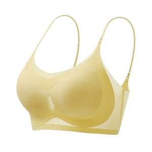 Sous-vêtement sans couture pour femme avec bonnet intérieur détachable Support d'anneau en acier Beau soutien-gorge arrière pour petite poitrine Design respirant - Product Image 1