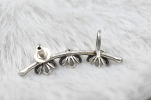 Trending Latest New Designer <b>Handmade</b> Hoop Rhodium Plated Matte Brass Stud <b>Earrings</b> for Girls Women M I CREATIONS - Product Image 2
