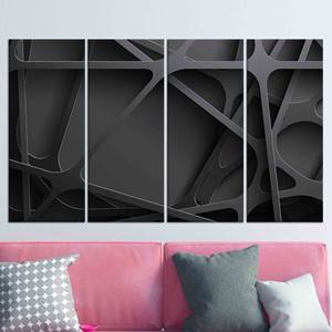 ศิลปะติดผนัง 3 มิติสีดำแบบนามธรรมสมัยใหม่: งานศิลปะบนผ้าใบพิมพ์ลายพรีเมียม ชุดผ้าใบ 4 ชิ้น - Product Image 1