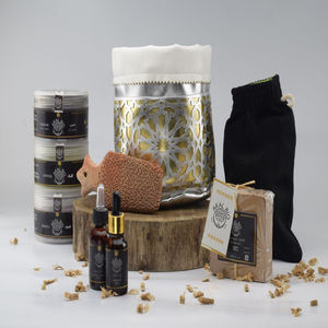 Kit de Regalo para Spa Hammam Marroquí |   Jabón Negro, Guante Kessa, Arcilla Ghassoul, Aceite de Argán, Agua de Rosas, Paquete de Exfoliación, Set Spa Deluxe Pro - Product Image 1