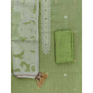 Ensemble de costume fantaisie en soie Chanderi non cousu pour femmes, idéal pour les occasions festives - Product Image 1