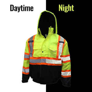 เสื้อแจ็กเก็ตผู้ชายผ้าโพลีเอสเตอร์ Hi-Vis เสื้อแจ็กเก็ตผู้ชายสะท้อนแสงความปลอดภัย - Product Image 5