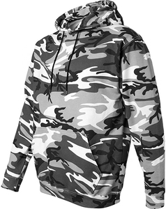 Sudadera con Capucha Unisex de Invierno con Estampado de Camuflaje Personalizado, 100% Algodón, Variantes en Verde y Rosa en Escala de Grises, Bolsillo Delantero, Capucha con Cordón Ajustable y Ribete - Product Image 3