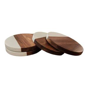 Creative round Ceramic Coaster Custom Marble and Acacia Wood Best Quality <b>Bamboo</b> Marble for Drinks - Product Image 1