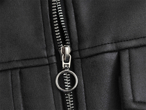 แจ็กเก็ตหนังแท้สำหรับผู้หญิงเสื้อแจ็กเก็ตแฟชั่นสำหรับใส่กลางแจ้งสำหรับฤดูหนาวออกแบบโลโก้ได้ตามต้องการ - Product Image 3