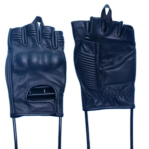 Gants de moto en cuir sans doigts pour homme avec protection rigide des articulations, respirants, demi-doigts, équipement de moto pour homme - Product Image 1
