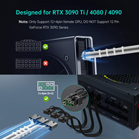 Câble d'extension de carte graphique RTX 4090 12VHPWR 16 broches (12+4) mâle 3x8 broches femelle PCI-E 5.0 Nylon Conducteur en cuivre pur Extenseur